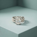 3.25 Ct Pear Cut Moissanite Crisscross Pavé Ring