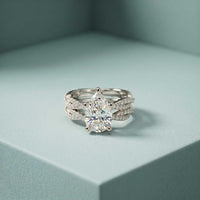 3.25 Ct Pear Cut Moissanite Crisscross Pavé Ring