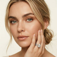3.25 Ct Pear Cut Moissanite Crisscross Pavé Ring