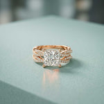 3.25 Ct Princess Cut Moissanite Crossover Pavé Ring