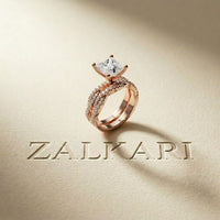 3.25 Ct Princess Cut Moissanite Crossover Pavé Ring
