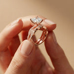 3.25 Ct Princess Cut Moissanite Crossover Pavé Ring