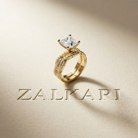 3.25 Ct Princess Cut Moissanite Crossover Pavé Ring