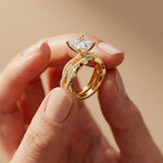 3.25 Ct Princess Cut Moissanite Crossover Pavé Ring