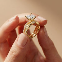 3.25 Ct Princess Cut Moissanite Crossover Pavé Ring