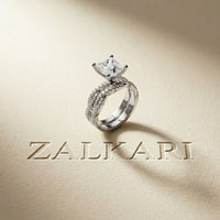 3.25 Ct Princess Cut Moissanite Crossover Pavé Ring