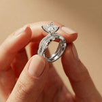 3.25 Ct Princess Cut Moissanite Crossover Pavé Ring