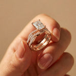 3.25 Ct Radiant Cut Moissanite Sculpted Pavé Ring