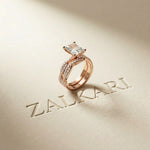 3.25 Ct Radiant Cut Moissanite Sculpted Pavé Ring