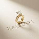 3.25 Ct Radiant Cut Moissanite Sculpted Pavé Ring