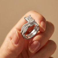 3.25 Ct Radiant Cut Moissanite Sculpted Pavé Ring