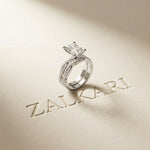 3.25 Ct Radiant Cut Moissanite Sculpted Pavé Ring