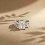 3.25 Ct Radiant Cut Moissanite Sculpted Pavé Ring