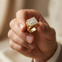 2.35 Ct Princess Cut Moissanite Men's Statement Signet Ring