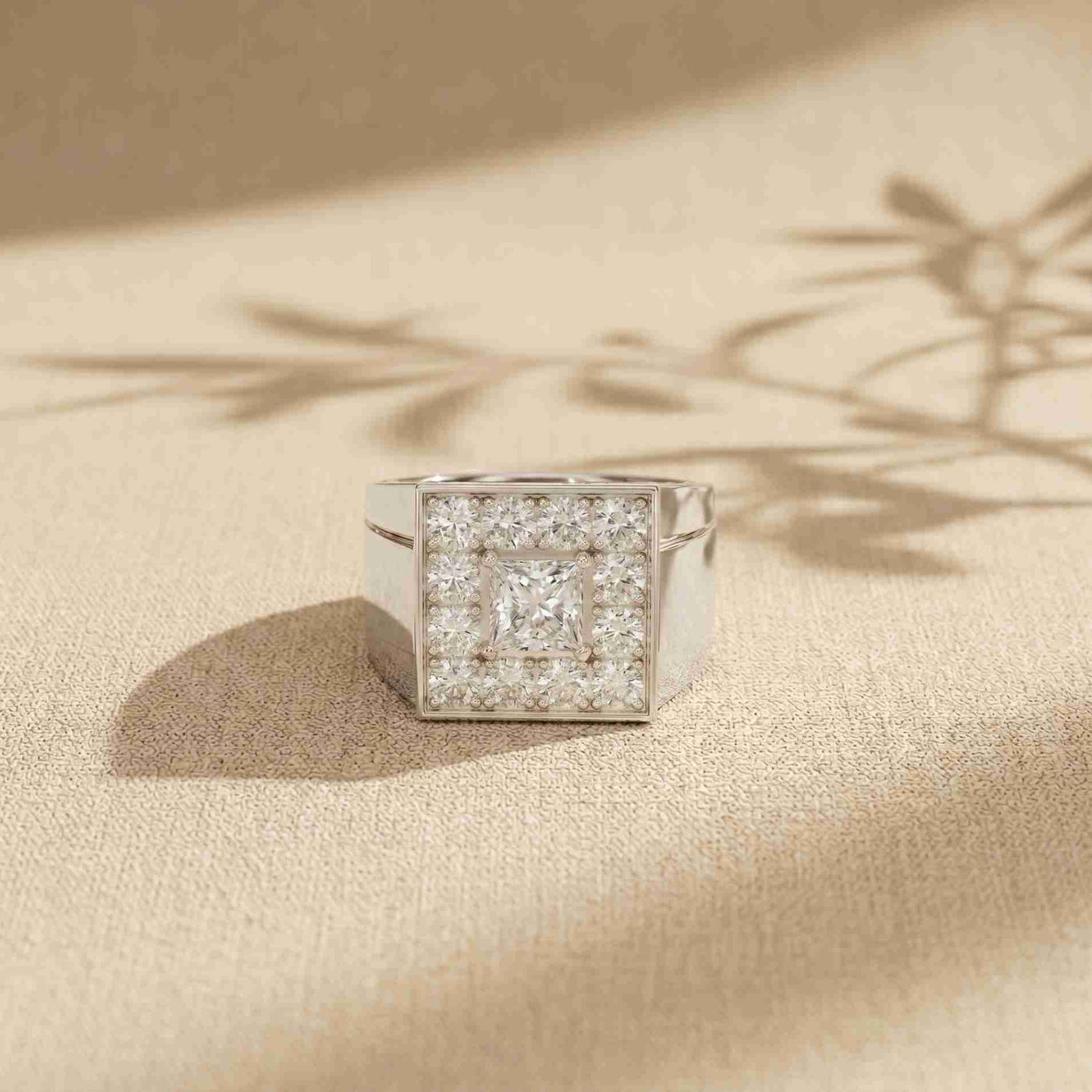 2.35 Ct Princess Cut Moissanite Men's Statement Signet Ring