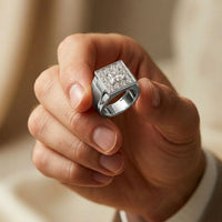 2.35 Ct Princess Cut Moissanite Men's Statement Signet Ring