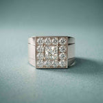 2.35 Ct Princess Cut Moissanite Men's Statement Signet Ring
