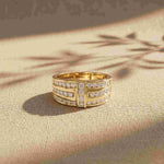0.75 Ct Round Cut Moissanite Men's Multi-Row Band Ring