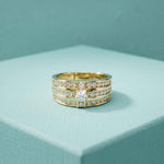 0.75 Ct Round Cut Moissanite Men's Multi-Row Band Ring