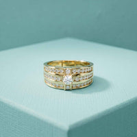0.75 Ct Round Cut Moissanite Men's Multi-Row Band Ring