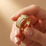 0.75 Ct Round Cut Moissanite Men's Multi-Row Band Ring