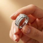 0.75 Ct Round Cut Moissanite Men's Multi-Row Band Ring