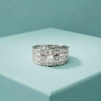 0.75 Ct Round Cut Moissanite Men's Multi-Row Band Ring