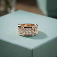 1.20 Ct Round Cut Moissanite Men's Pavé Statement Band