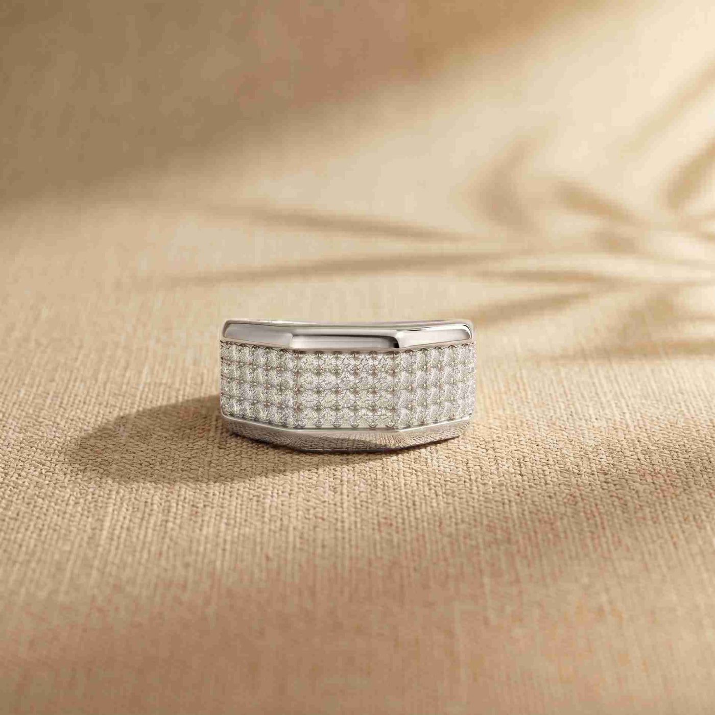 1.20 Ct Round Cut Moissanite Men's Pavé Statement Band