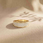 0.95 Ct Round Cut Moissanite Men's Pavé Band Ring
