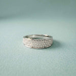 0.95 Ct Round Cut Moissanite Men's Pavé Band Ring
