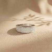 0.95 Ct Round Cut Moissanite Men's Pavé Band Ring