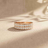 1.35 Ct Round Cut Moissanite Double-Row Men's Band Ring