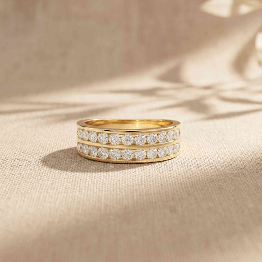 1.35 Ct Round Cut Moissanite Double-Row Men's Band Ring