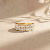 1.35 Ct Round Cut Moissanite Double-Row Men's Band Ring