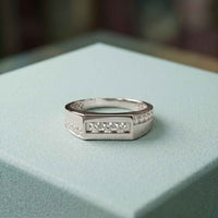 0.55 Ct Round Cut Channel Set Signet Moissanite Ring