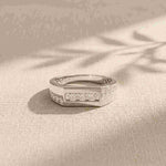 0.55 Ct Round Cut Channel Set Signet Moissanite Ring