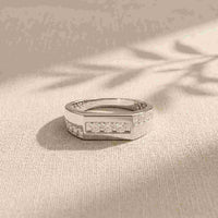 0.55 Ct Round Cut Channel Set Signet Moissanite Ring