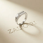 0.55 Ct Round Cut Channel Set Signet Moissanite Ring
