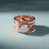 1.45 Ct Round Cut Bezel Signet Moissanite Ring