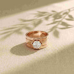 1.45 Ct Round Cut Bezel Signet Moissanite Ring