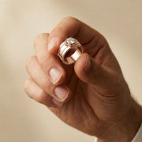 1.45 Ct Round Cut Bezel Signet Moissanite Ring