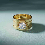 1.45 Ct Round Cut Bezel Signet Moissanite Ring