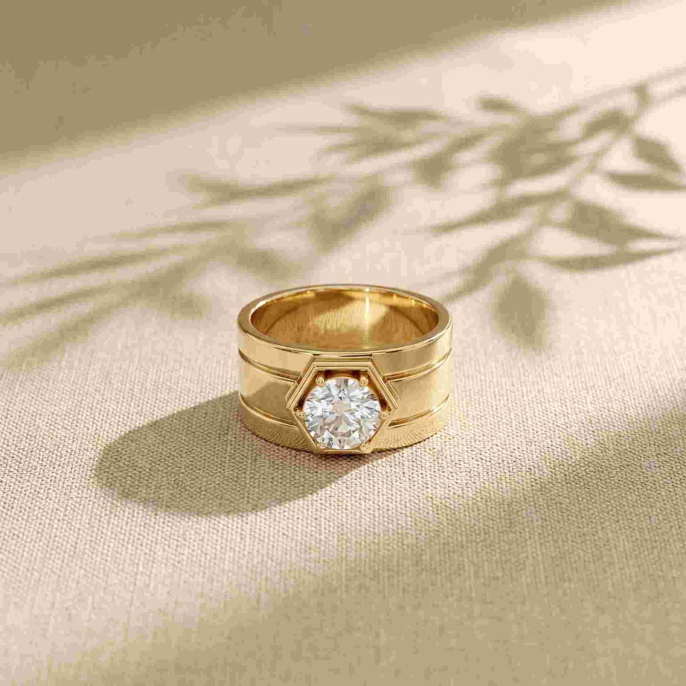 1.45 Ct Round Cut Bezel Signet Moissanite Ring