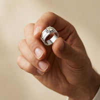 1.45 Ct Round Cut Bezel Signet Moissanite Ring