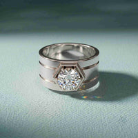 1.45 Ct Round Cut Bezel Signet Moissanite Ring