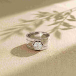 1.45 Ct Round Cut Bezel Signet Moissanite Ring