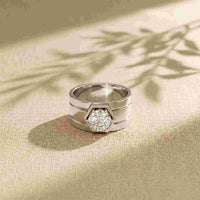 1.45 Ct Round Cut Bezel Signet Moissanite Ring