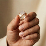 0.45 Ct Round Cut Modern Signet Moissanite Ring