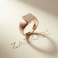0.45 Ct Round Cut Modern Signet Moissanite Ring